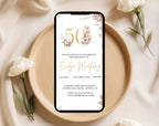 Elegant Floral 50th Birthday Invitation
