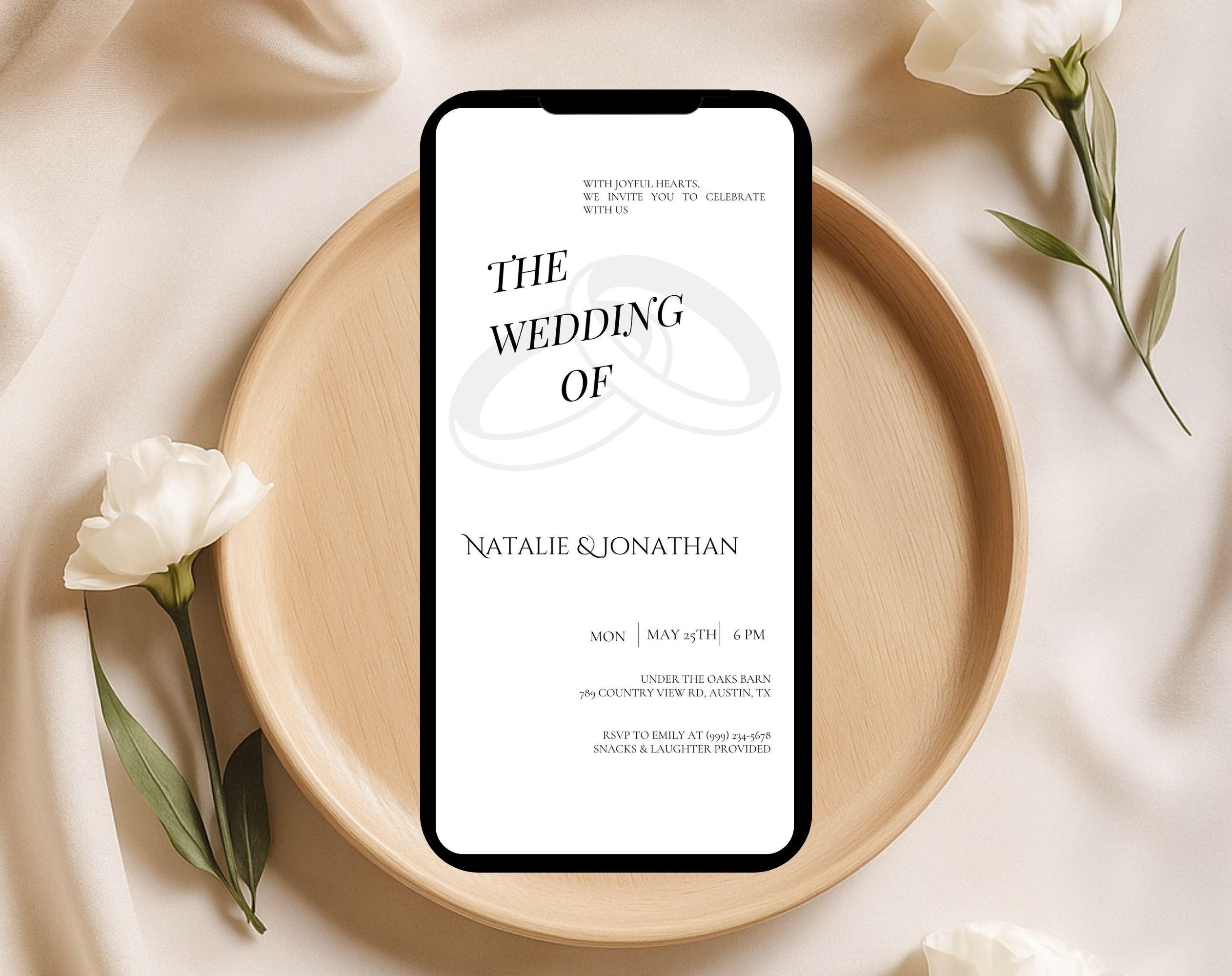 White Minimalist Wedding Invitation