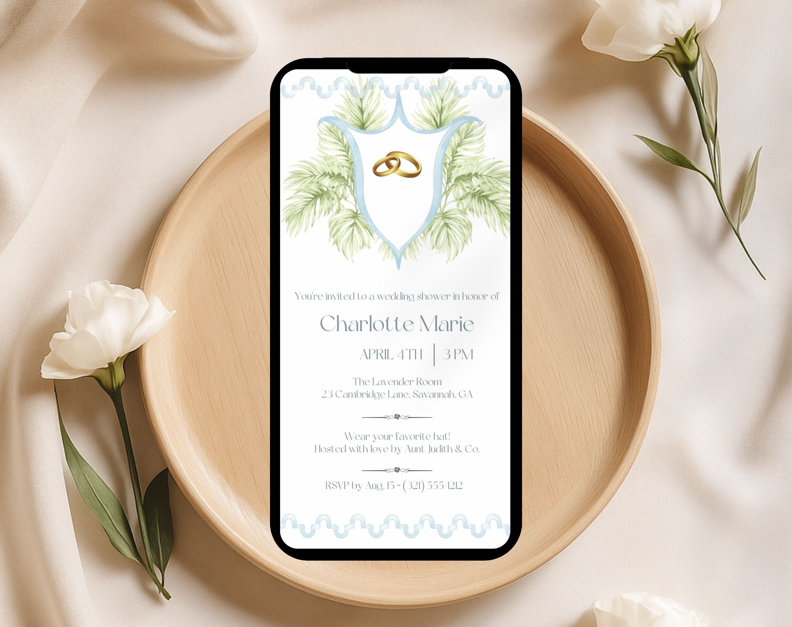Tropical Blue and Green Bridal Shower Invitation
