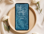 Modern Blue 40th Birthday Invitation
