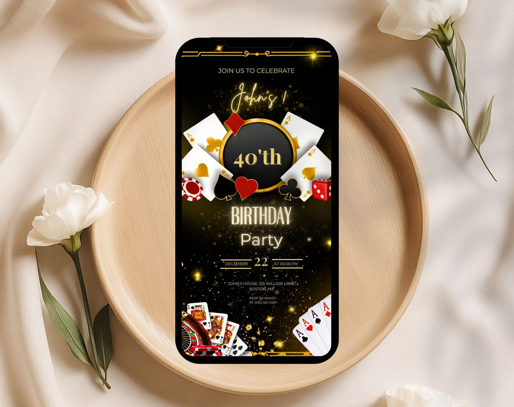 Casino 40th Birthday Invitation
