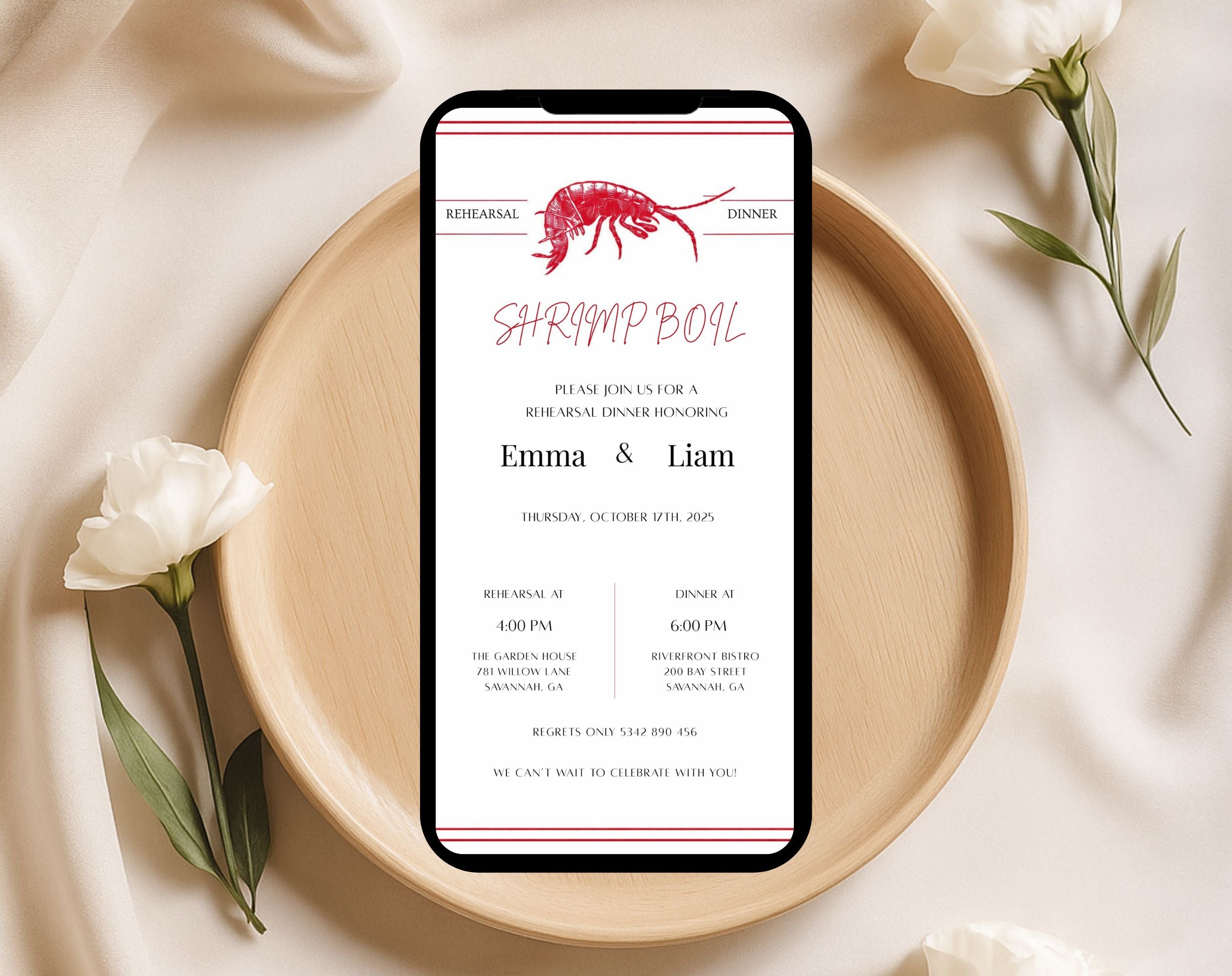 Shrimp Boil Rehearsal Dinner Invitation