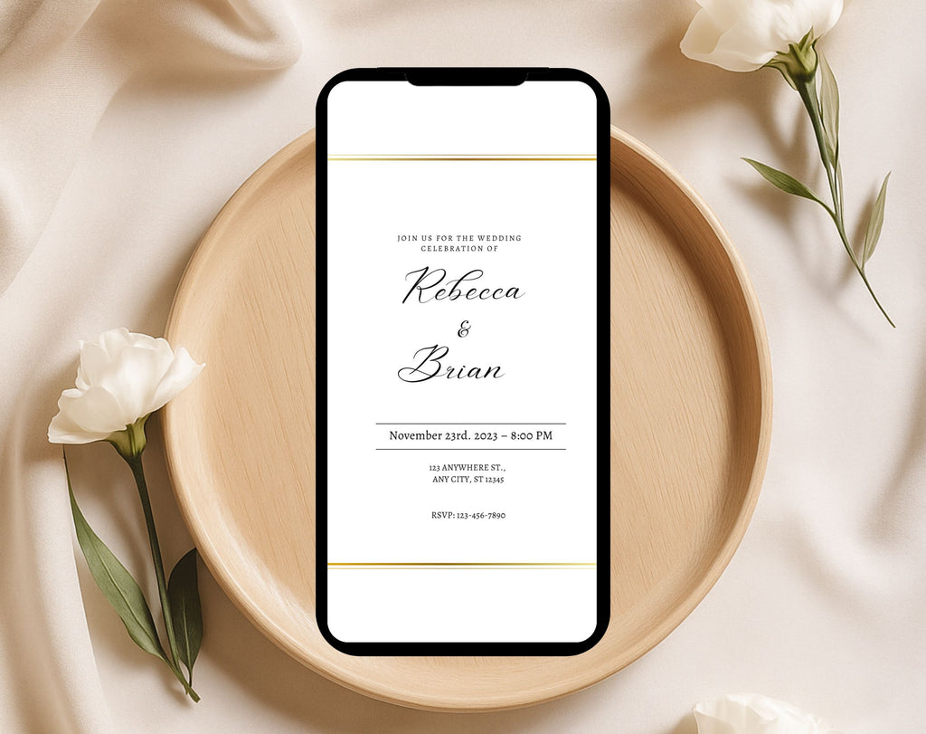 Minimalist Gold Wedding Invitation