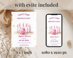 Girls Pink Bowling 10th Birthday Invitation