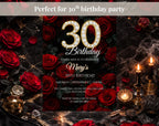 Red Rose 30th Birthday Invitation