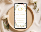 69th gold floral Wedding Anniversary Invitation