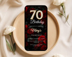 Luxury Red Rose 70th Birthday Invitation