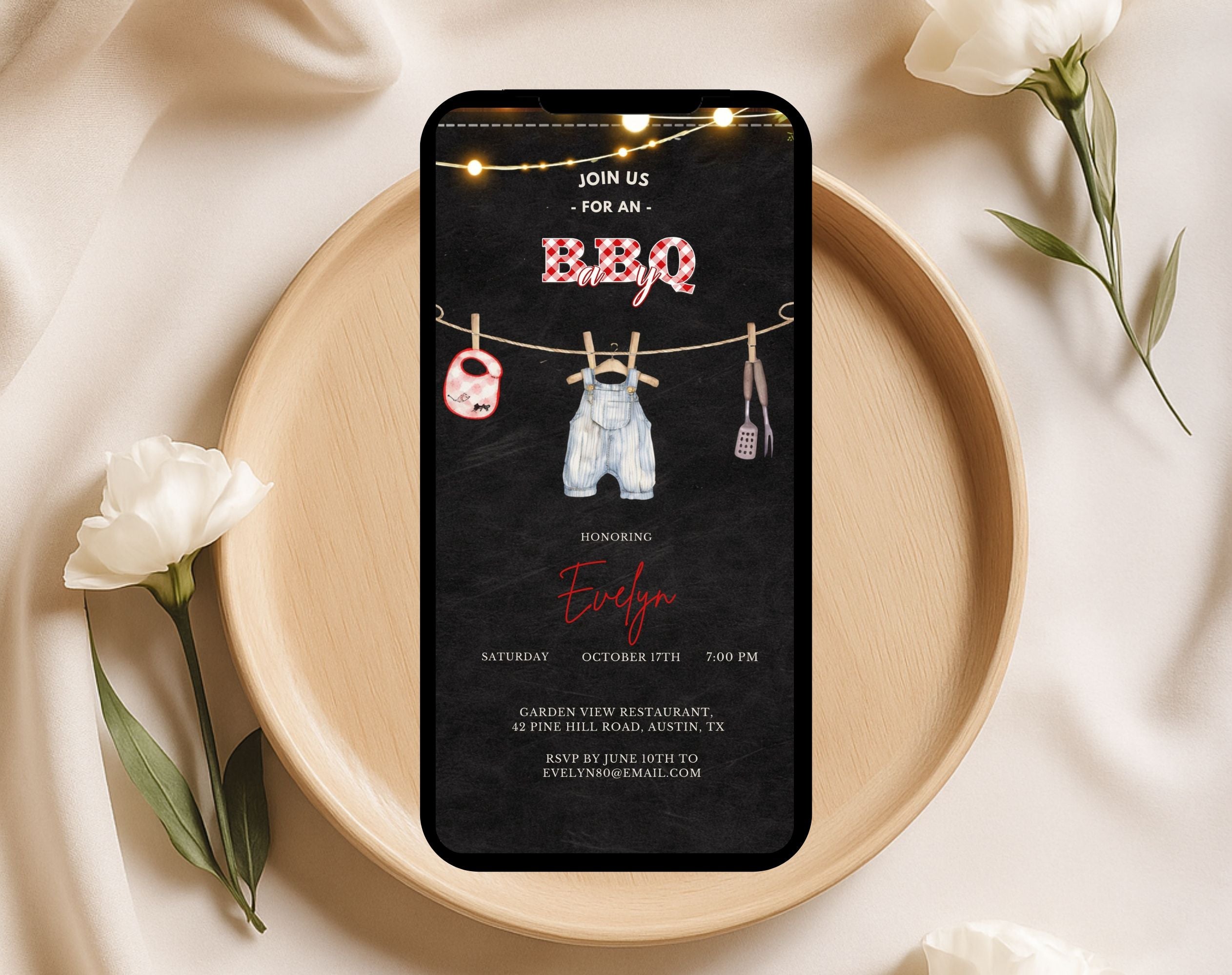 Black and Red BBQ Baby Shower Invitation