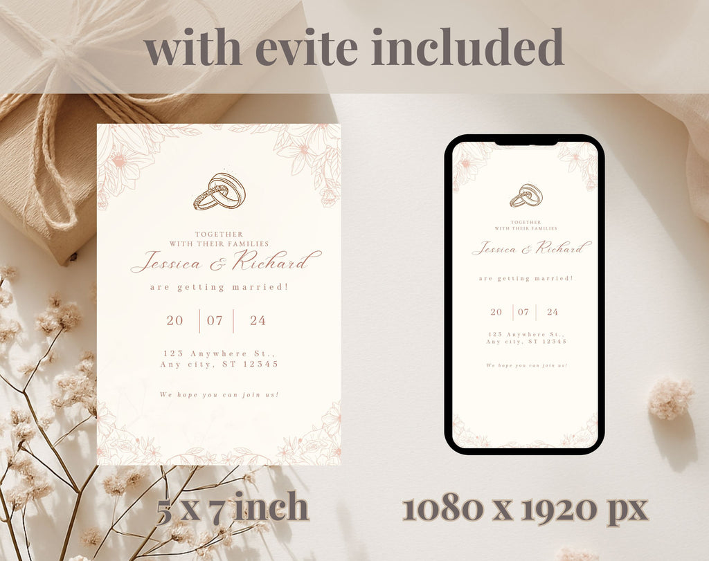 Minimalist  Beige Wedding Invitation