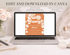 Orange Retro Groovy 70th Birthday Invitation