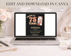 Vintage Black 75th Birthday Invitation