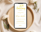 Golden 25th  Wedding Anniversary Invite White Gold