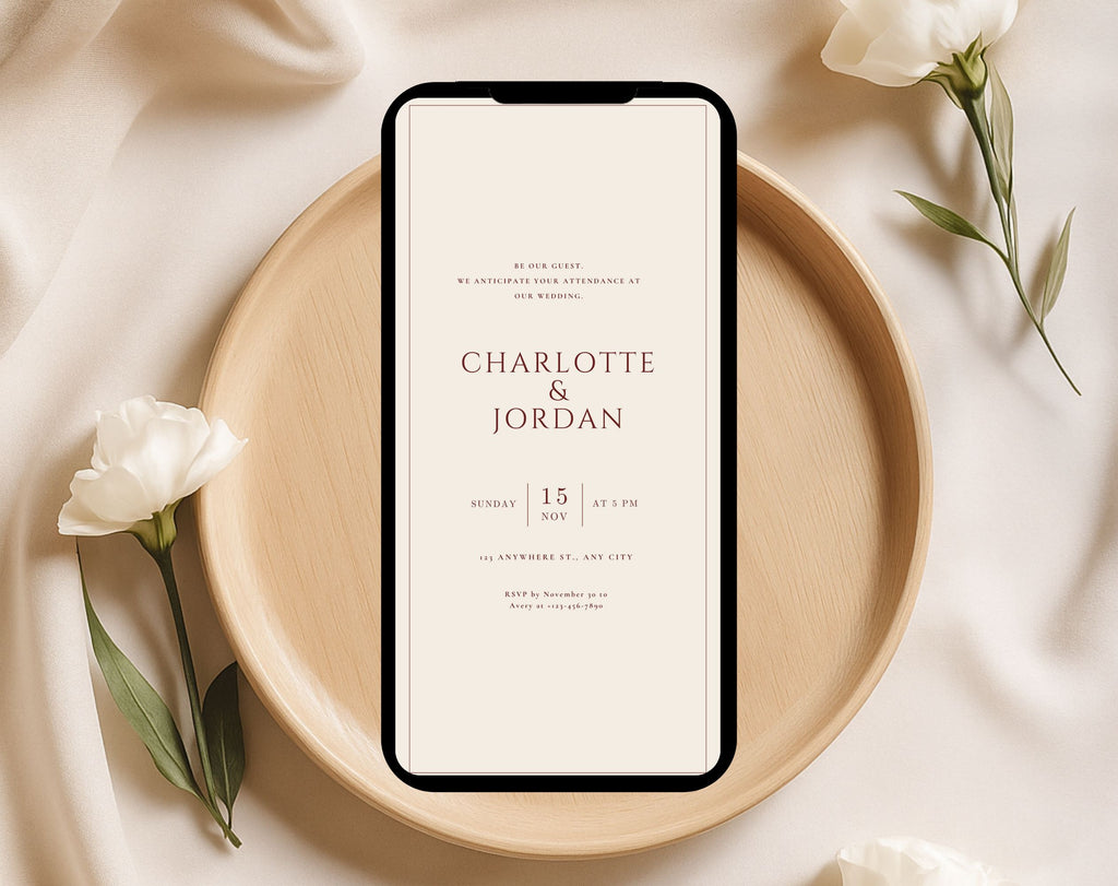 Beige Minimalist Wedding Invitation