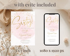Elegant Blush Pink Golden 60th Birthday Invitation