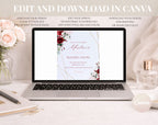 Burgundy Floral 75th Birthday Invitation