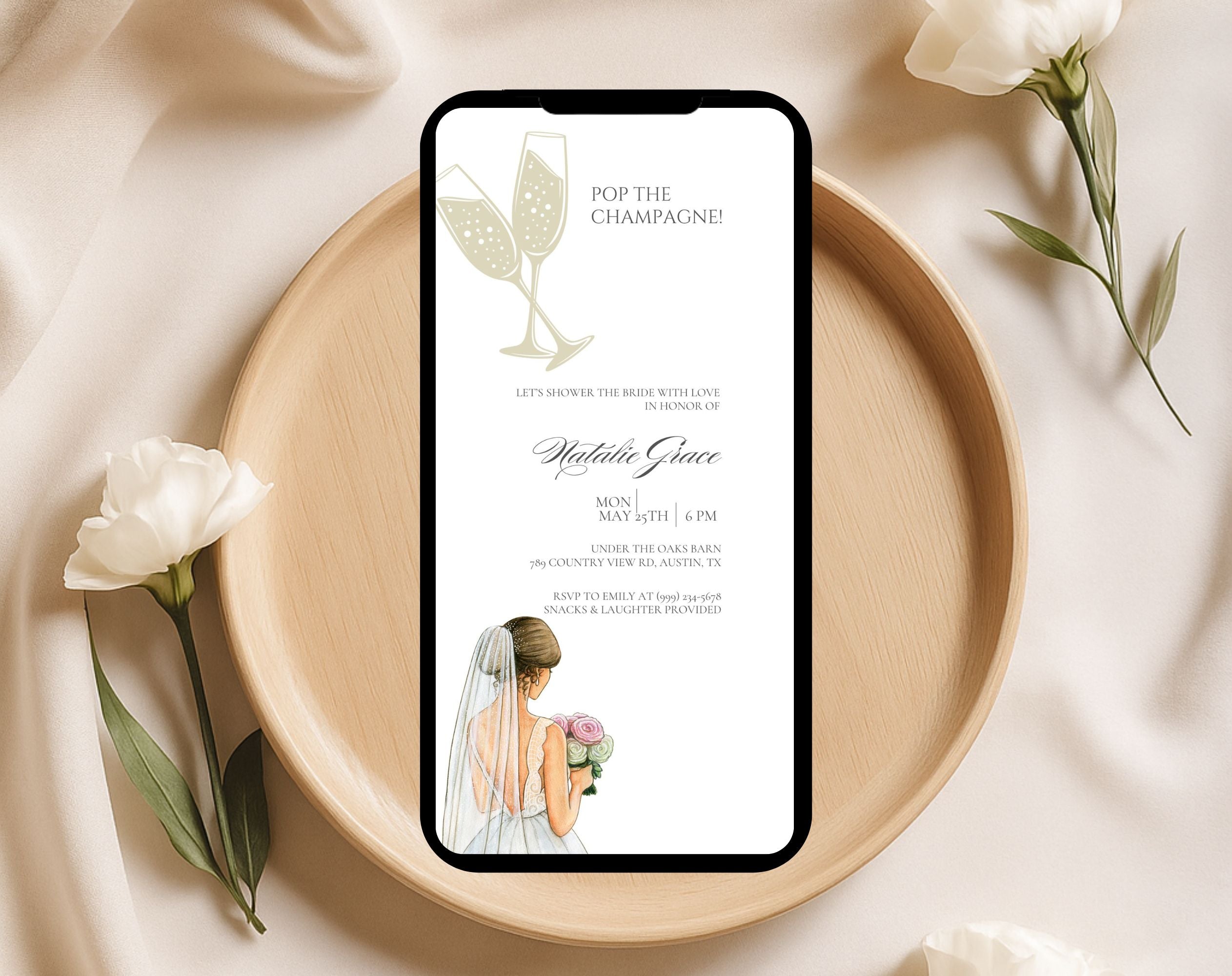 White Gold Bridal Shower Invitation