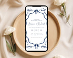 Blue Mediterranean Wedding Invitation