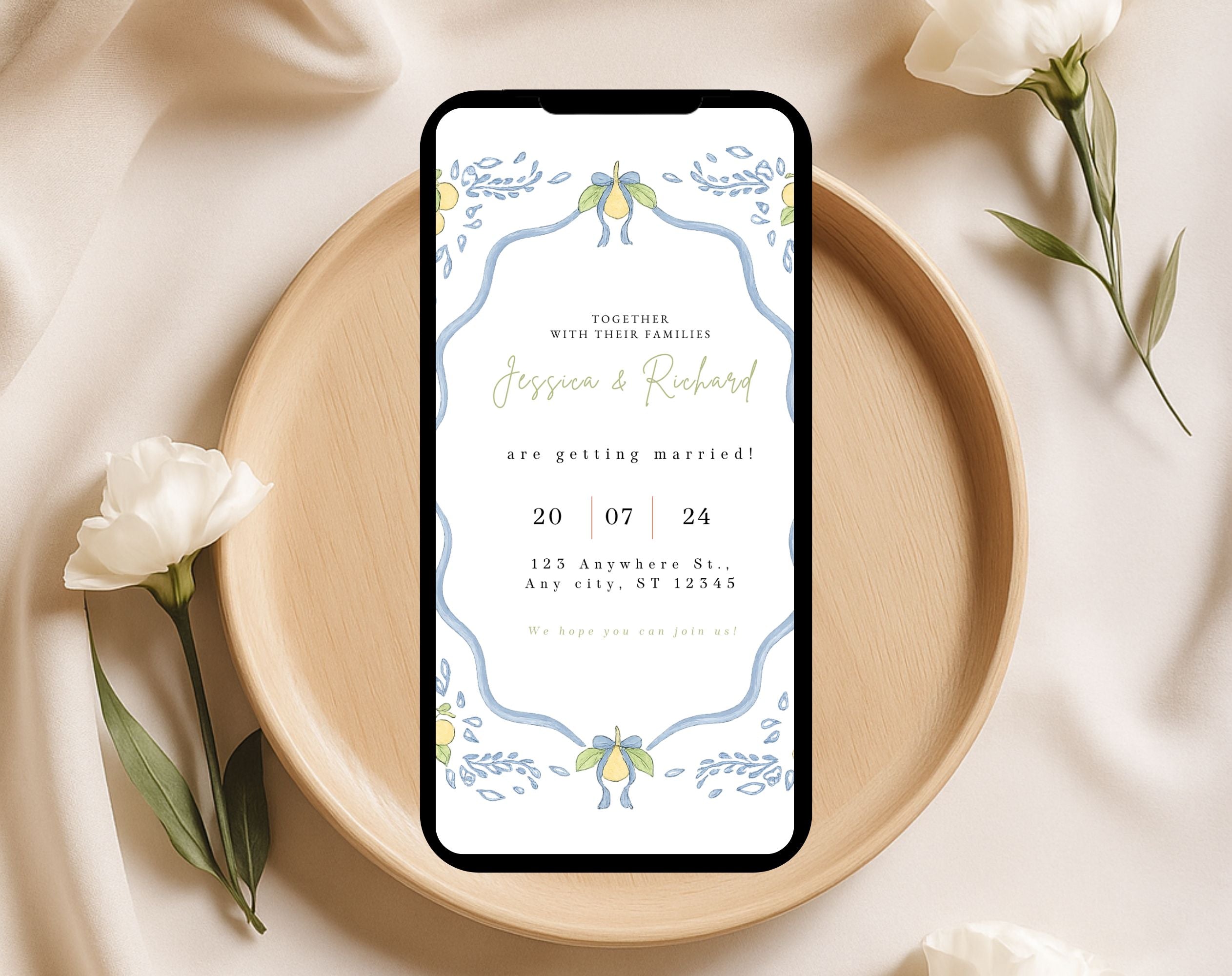 Mediterranean Lemon Wedding Invitation