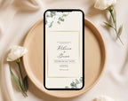 Elegant Green Floral Wedding Invitation