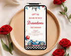 Red Blue Race Car First Birthday Invitation