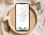 50th White Gold Wedding Anniversary Invitation