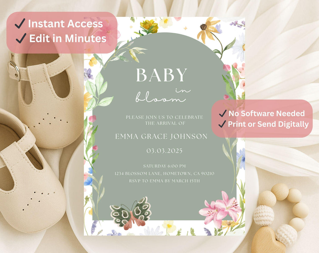 Baby in Bloom Baby Shower Invitation