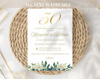50th White Gold Wedding Anniversary Invitation