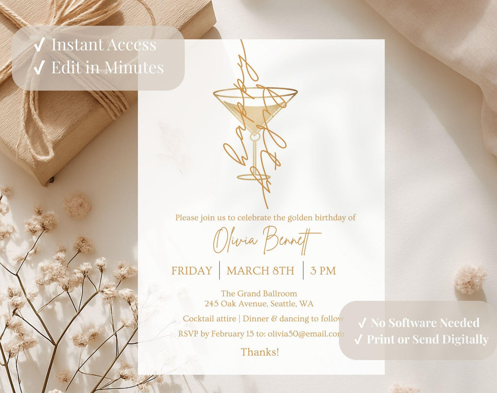 Gold Birthday Invitation