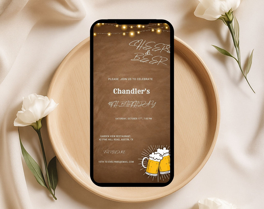 Cheers & Beers 40th Birthday Invitation