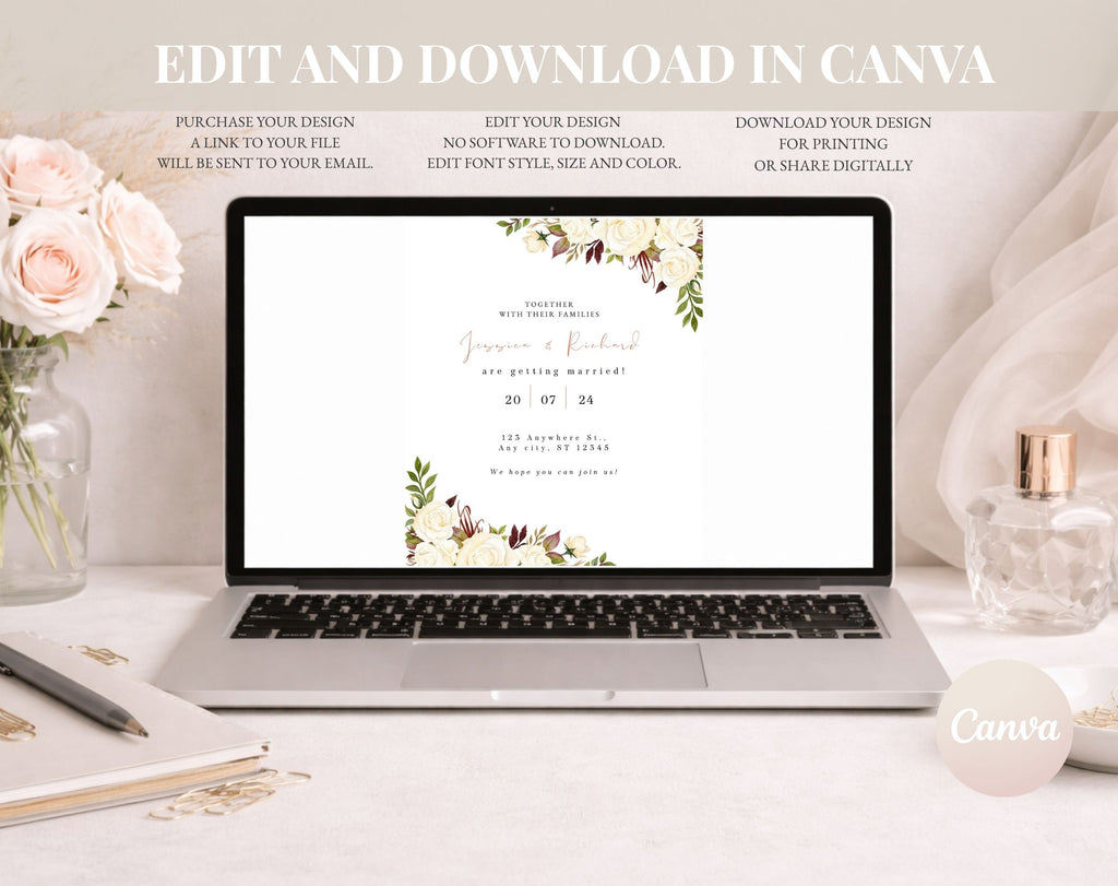 Ivory Rose Wedding Invitation