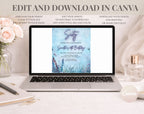 Blue Floral Elegant 60th Birthday Invitation