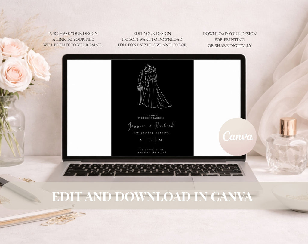 Elegant Black Wedding Invitation Template