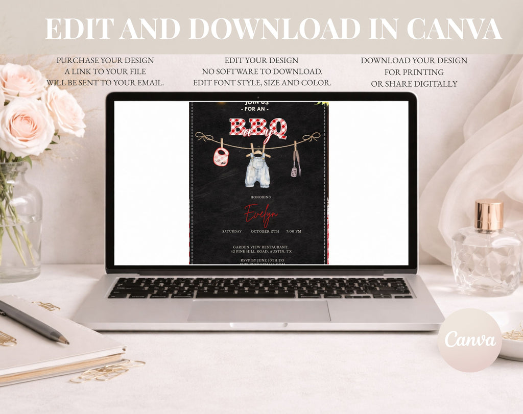 Black and Red BBQ Baby Shower Invitation