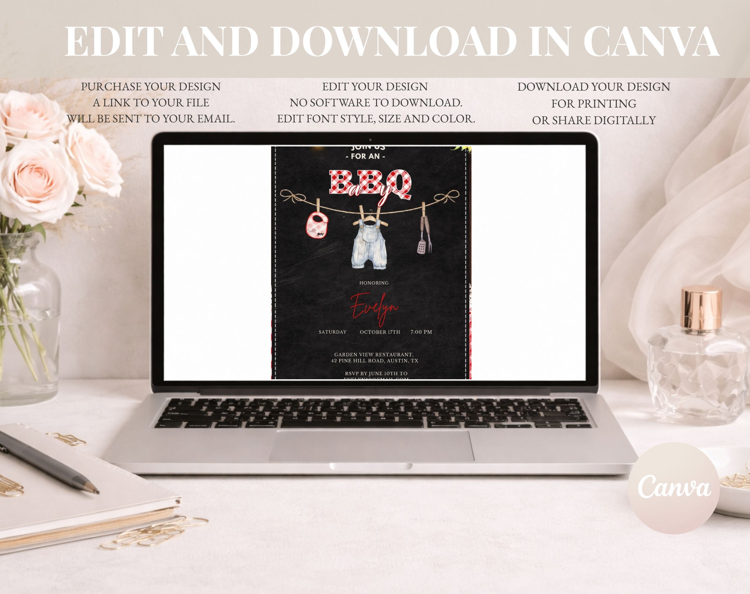 Black and Red BBQ Baby Shower Invitation
