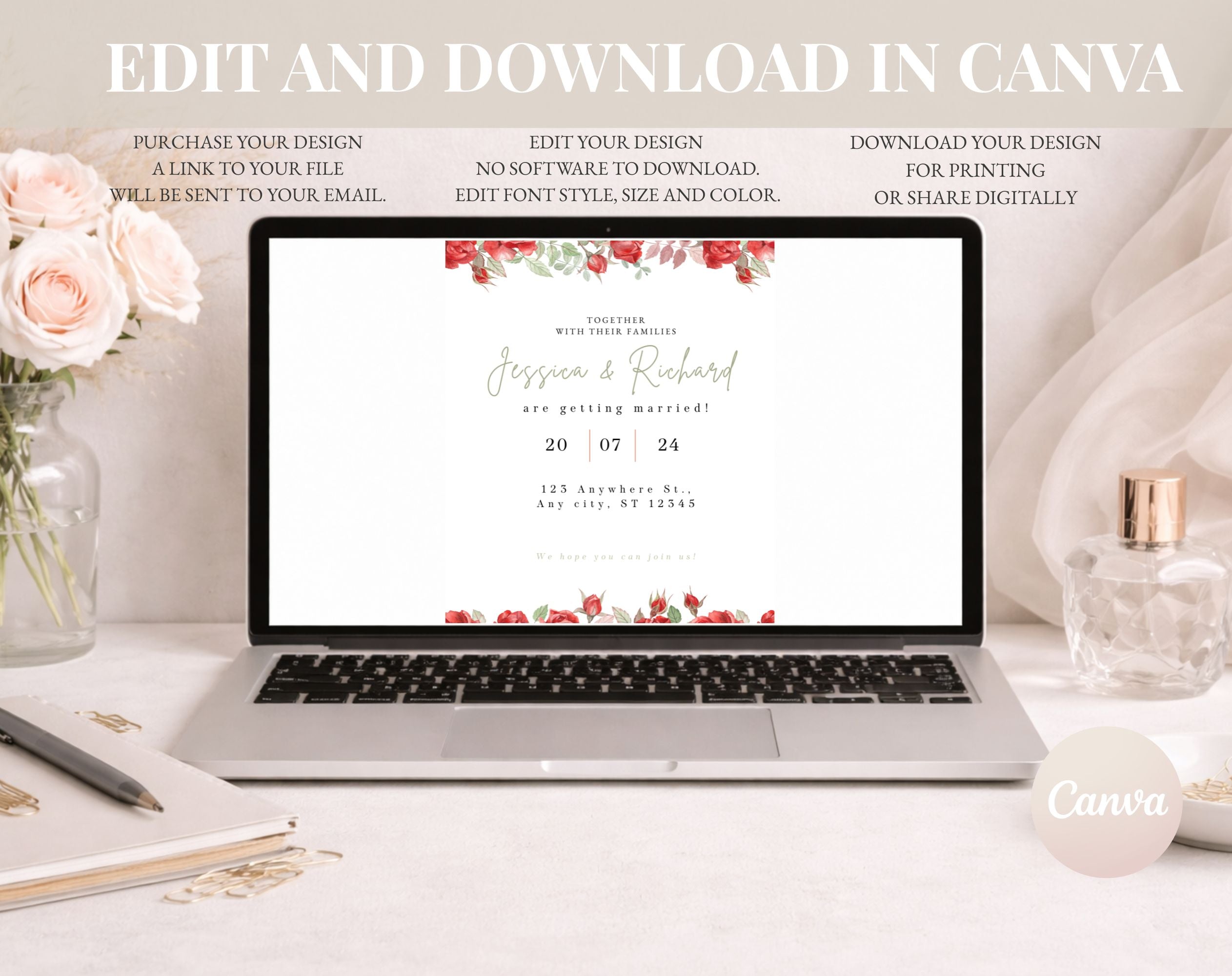 Red Rose Wedding Invitation