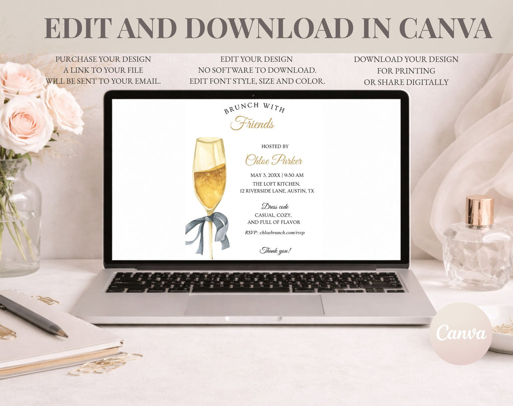 ElegantGold Birthday Brunch Invitation