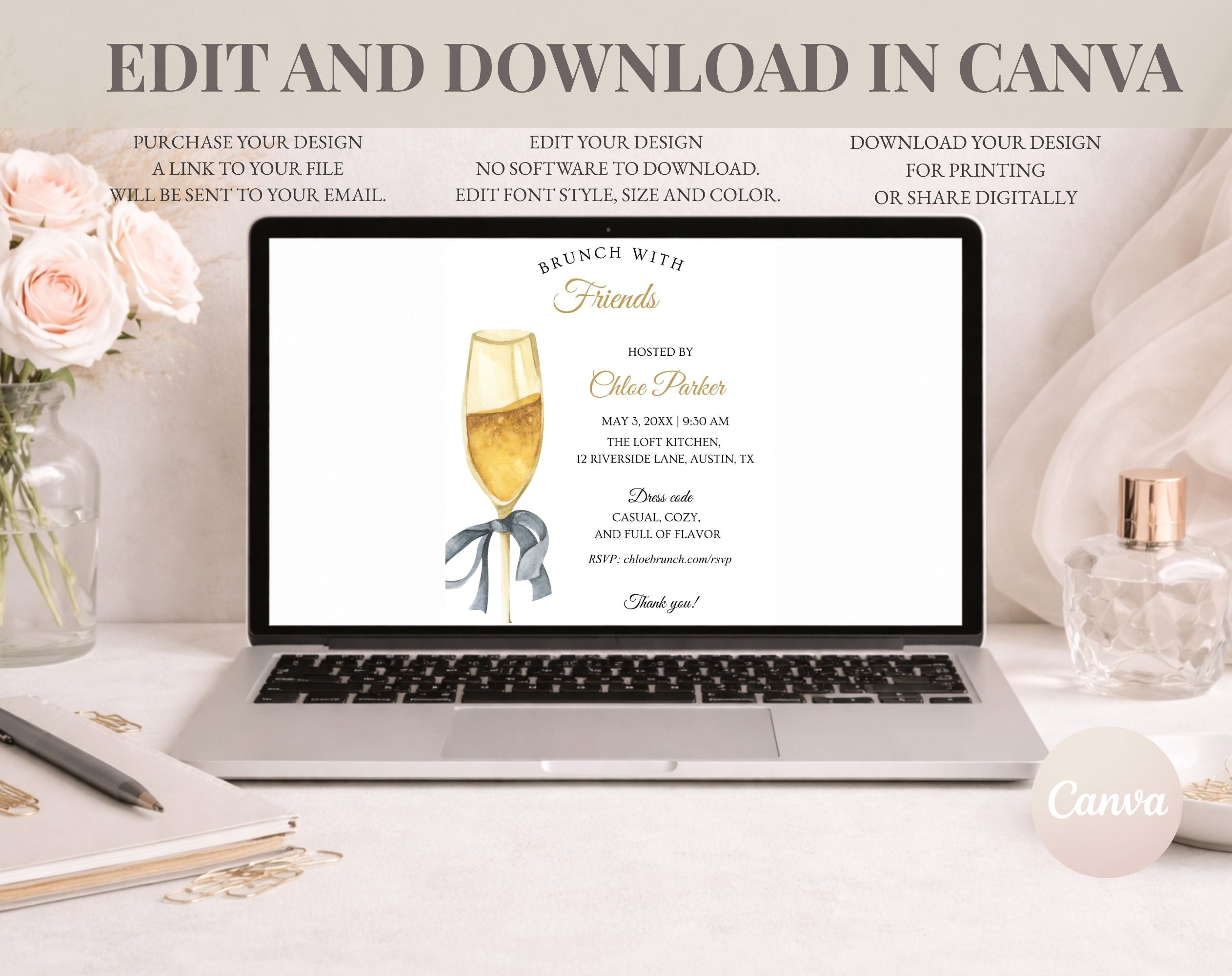 ElegantGold Birthday Brunch Invitation
