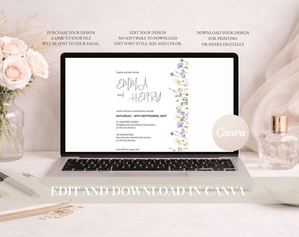 Wildflower Wedding Invitation Template