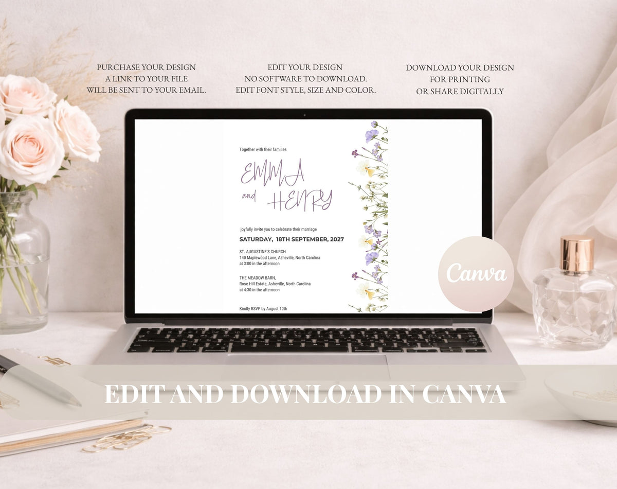 Wildflower Wedding Invitation Template