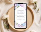 Elegant Purple Floral 80th Birthday Invitation