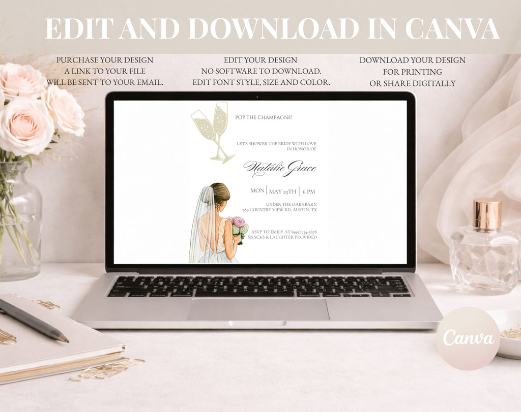 White Gold Bridal Shower Invitation