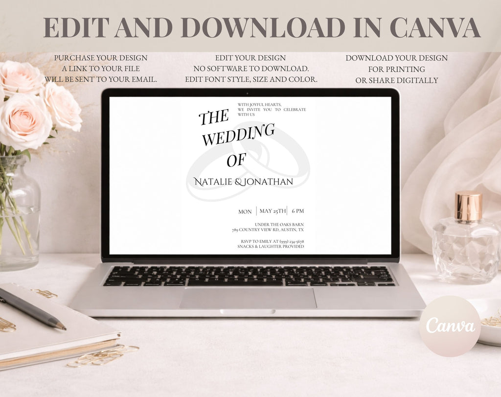 White Minimalist Wedding Invitation
