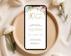 Gold Floral 90th Birthday Invitation