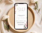 Blush Pink Floral 90th Birthday Invitation