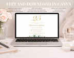 25th White Gold Wedding Anniversary Invitation