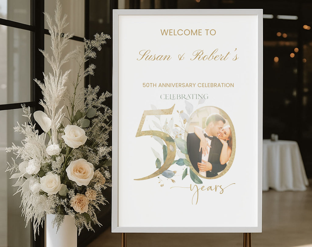 Elegant 50th Anniversary Welcome Sign Template