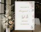 Elegant Pink 90th Birthday Welcome Sign