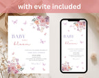 Pink Spring Flowers Baby Shower Invitation