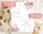 Pink Spring Flowers Baby Shower Invitation