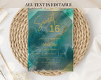 Gold Sweet 16 Birthday Invitation
